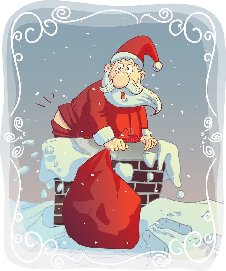 Overweight Santa Stuck in the Chimney royalty free illustration Overweight Santa Stuck in the Chimney royalty free illustration