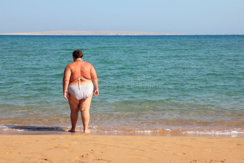 Overweight woman bath royalty free stock photo