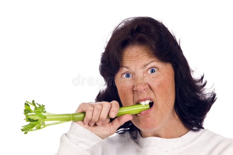 Overweight Woman Trying To Eat Healthy