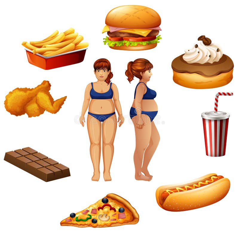 Overweight women with unhealthy food