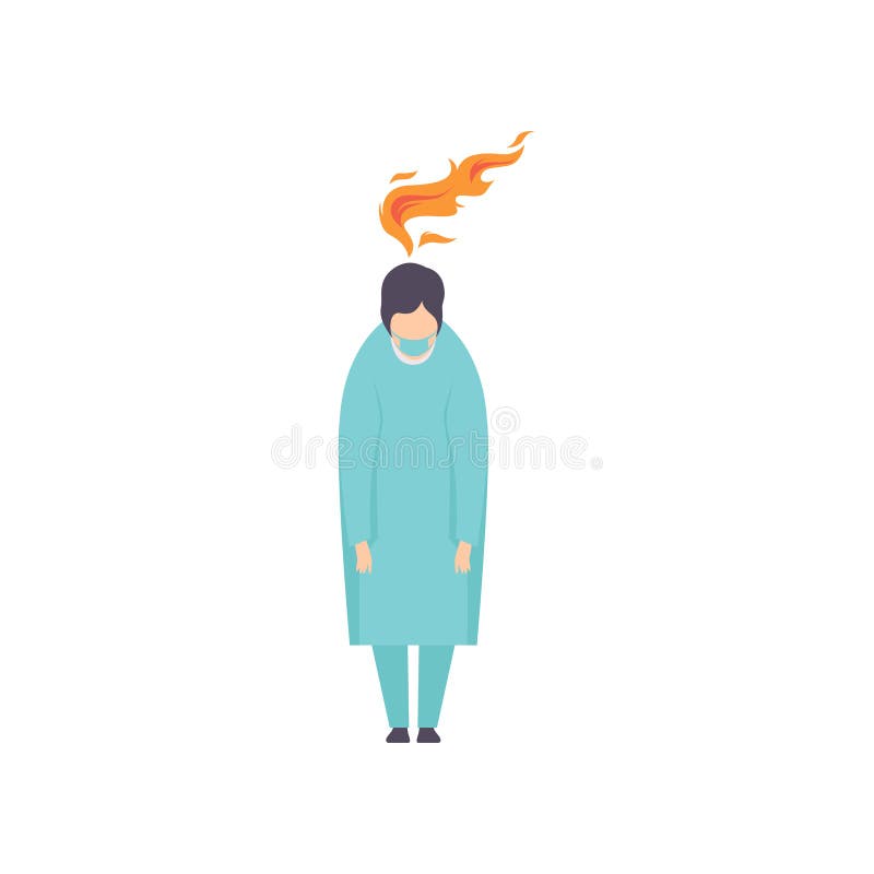 Overwerkte uitgeputte arts, emotioneel doorsmeltingsconcept, spanning, hoofdpijn, depressie, psychologische problemenvector royalty-vrije illustratie Overwerkte uitgeputte arts, emotioneel doorsmeltingsconcept, spanning, hoofdpijn, depressie, psychologische problemenvector royalty-vrije illustratie