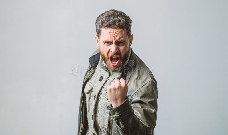 Man Screaming And Looking Terrified Stock Photo - Download Image