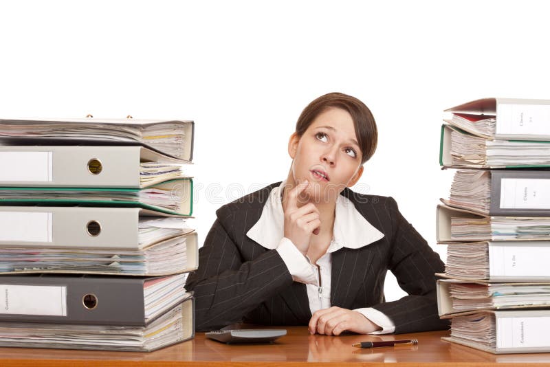 Overworked contemplative business woman in office stock photos Overworked contemplative business woman in office stock photos