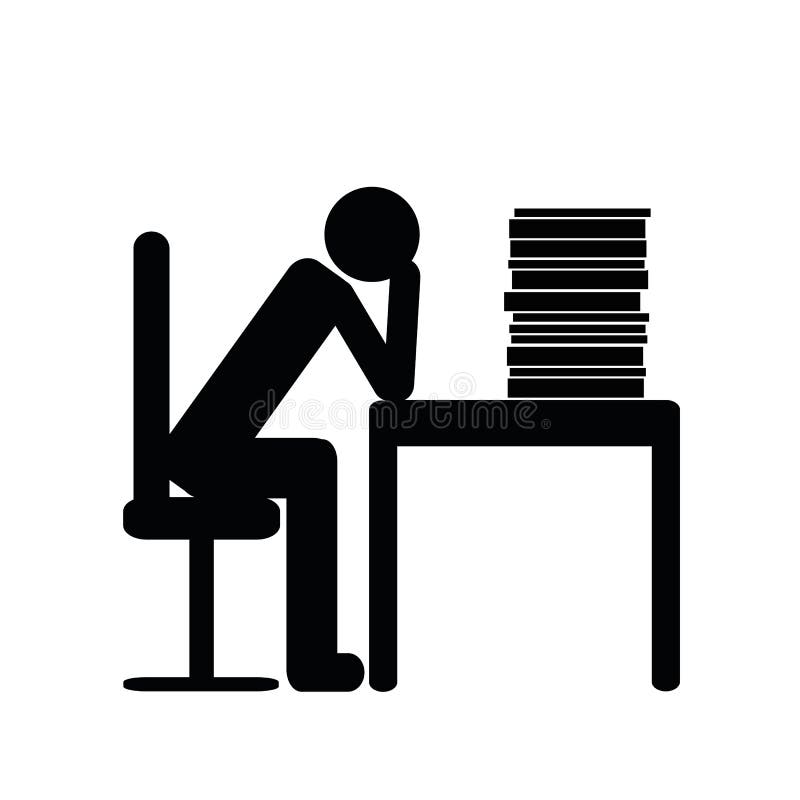 Pictogram of a Overworked Man Sitting Behind a Computer Icon Working ...
