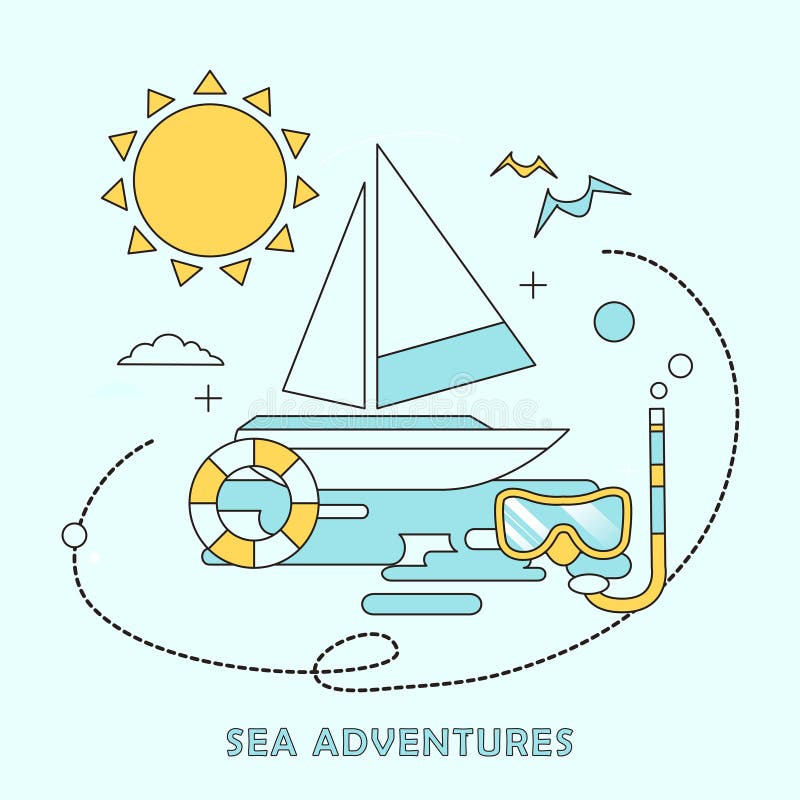 Overzees avonturenconcept vector illustratie Overzees avonturenconcept vector illustratie