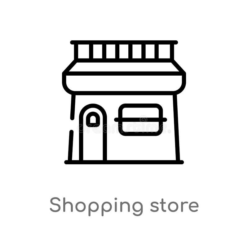 overzicht het winkelen opslag vectorpictogram de ge?soleerde zwarte eenvoudige illustratie van het lijnelement van handelsconcept royalty-vrije illustratie overzicht het winkelen opslag vectorpictogram de ge?soleerde zwarte eenvoudige illustratie van het lijnelement van handelsconcept royalty-vrije illustratie