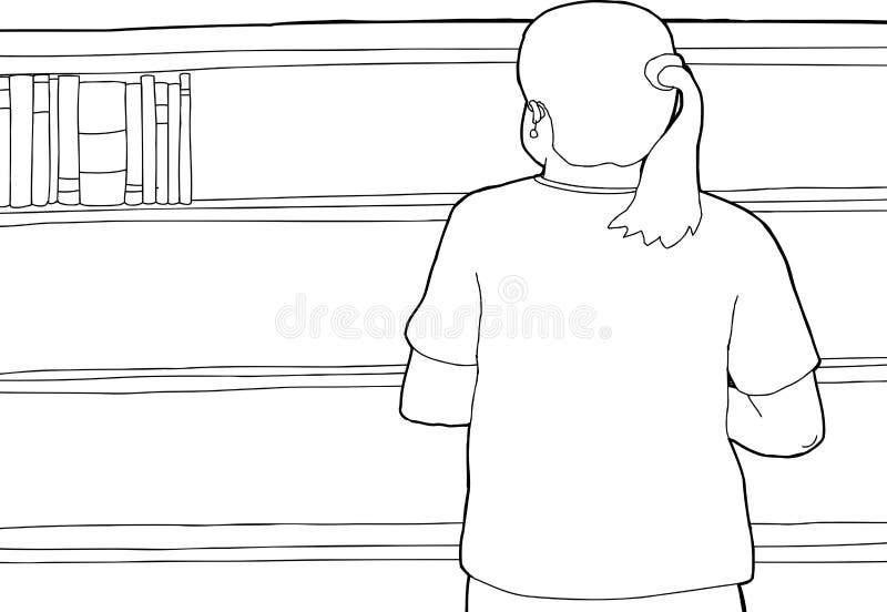 Overzicht van Vrouw die Lege Plank bekijken vector illustratie Overzicht van Vrouw die Lege Plank bekijken vector illustratie