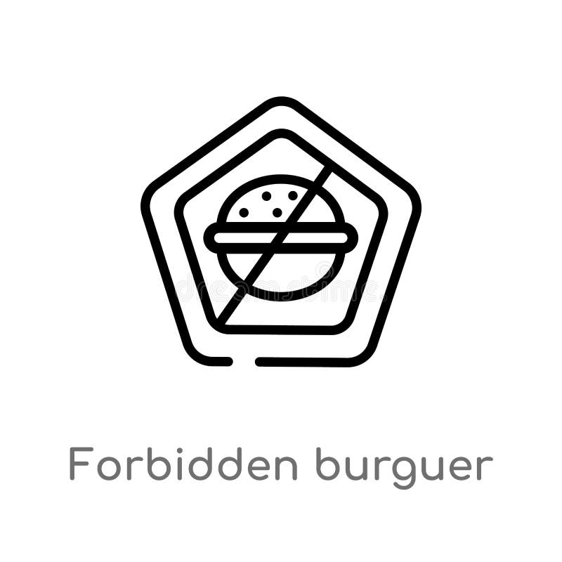 overzicht verboden burguer vectorpictogram de geïsoleerde zwarte eenvoudige illustratie van het lijnelement van voedselconcept Ed stock illustratie overzicht verboden burguer vectorpictogram de geïsoleerde zwarte eenvoudige illustratie van het lijnelement van voedselconcept Ed stock illustratie