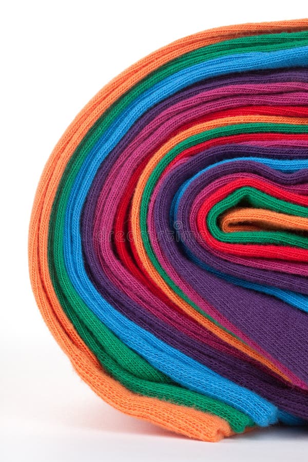Ovillo de la tela de materia textil colorida de algodón imagen de archivo