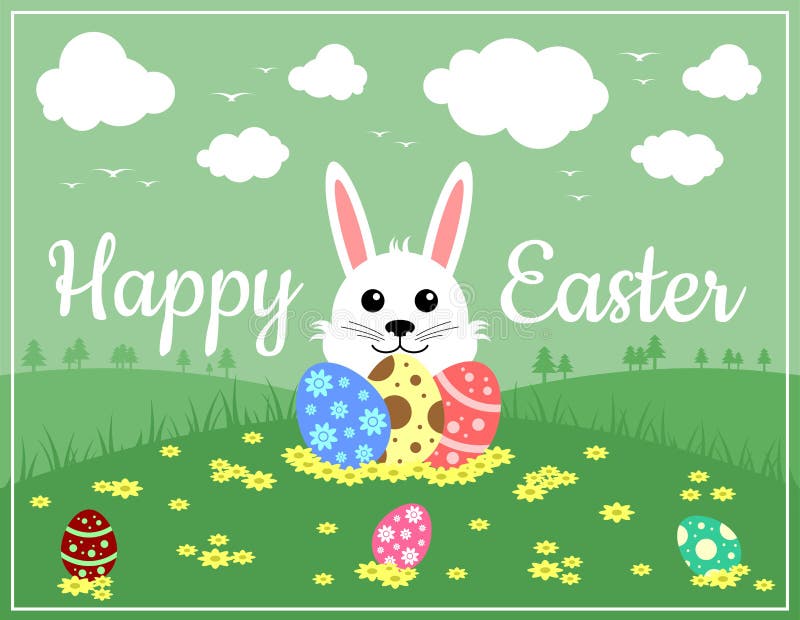 Ovo da páscoa e Bunny Greeting Card Vetora ilustração do vetor Ovo da páscoa e Bunny Greeting Card Vetora ilustração do vetor