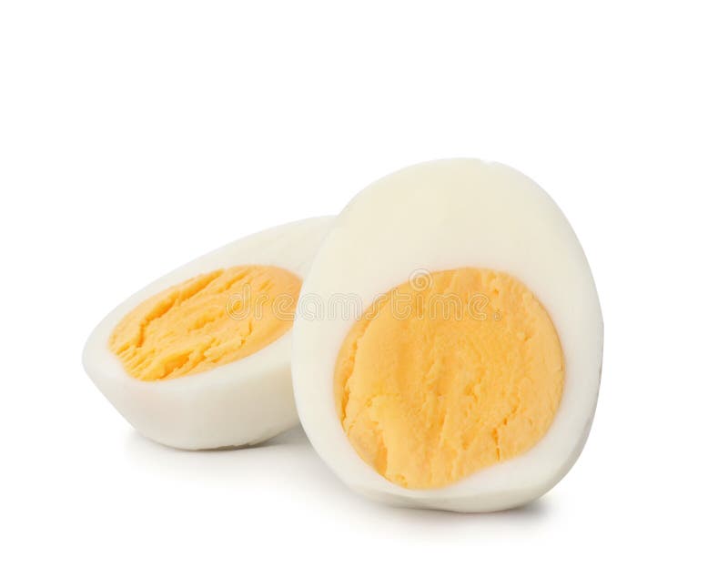 Sliced hard boiled egg on white background. Sliced hard boiled egg on white background