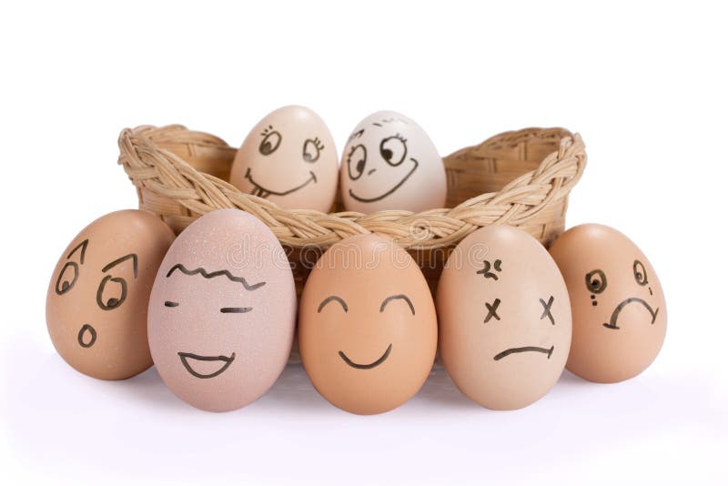 Mental health concept in playful style with egg characters.Funny easter smile eggs. Mental health concept in playful style with egg characters.Funny easter smile eggs