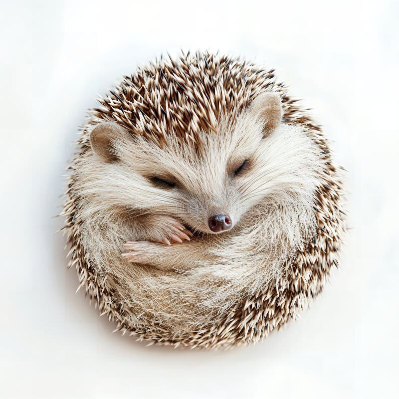 Ovärdig lutande hedgehog Curled i en säck på vit bakgrund royaltyfri illustrationer