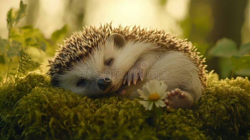 Ovärdig sovande hedgehog som är inkapslad i mullvadar stock illustrationer