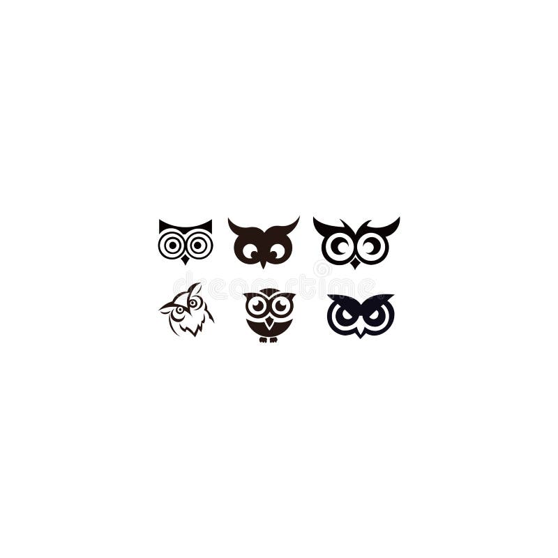 Owl bird animal vector  logo set