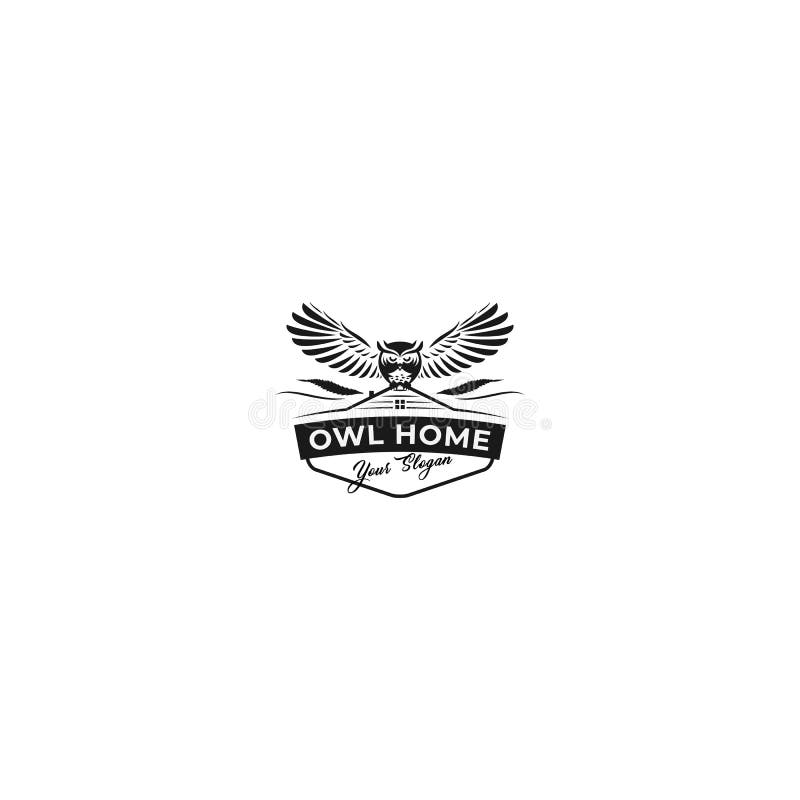 Owl Home Classic Logo Design royaltyfri illustrationer Owl Home Classic Logo Design royaltyfri illustrationer