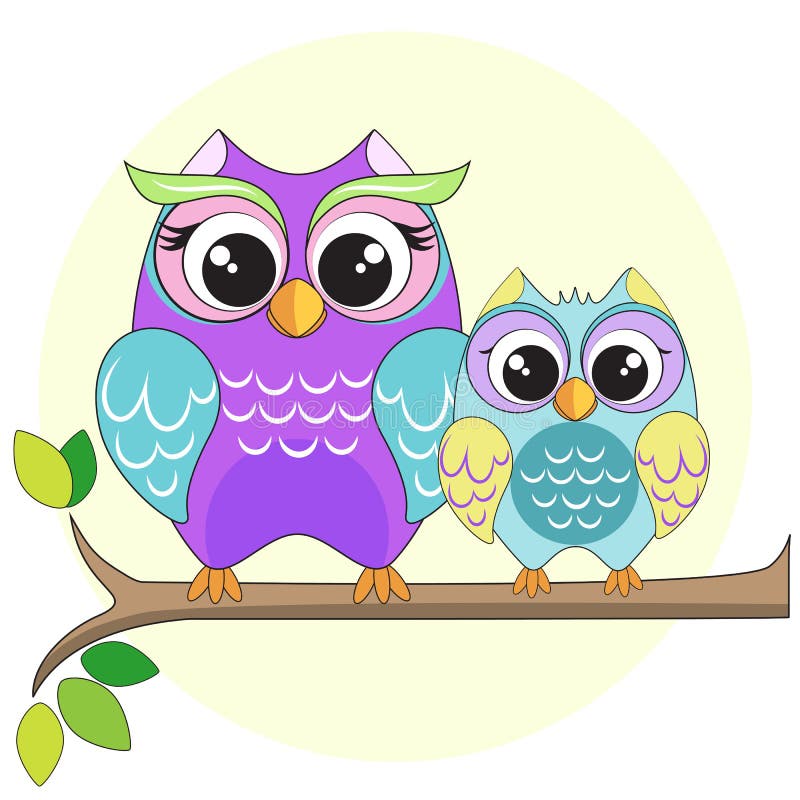 Owl mom with son stock vector. Illustration of colored 67374272