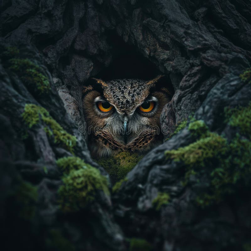 Owl wallpaper. Owl poster royalty free illustration