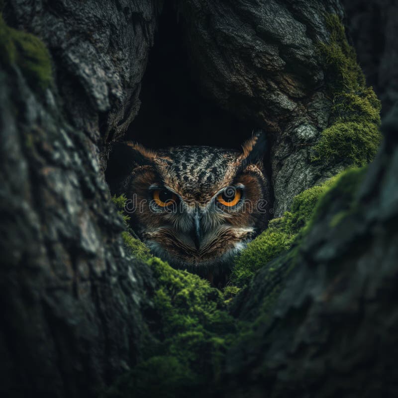 Owl wallpaper. Owl poster royalty free illustration