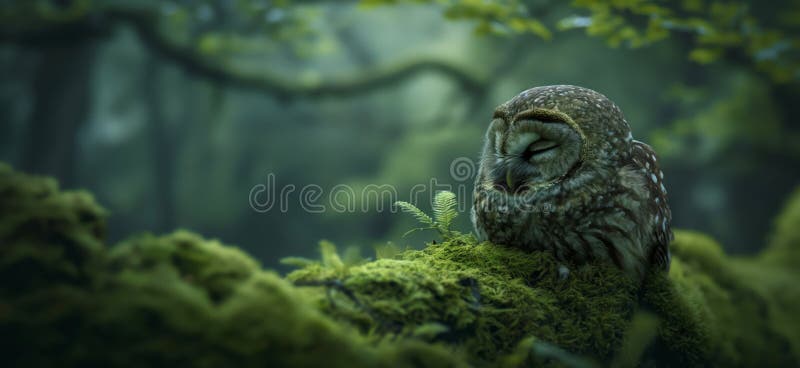 Owl wallpaper. Owl poster stock illustration
