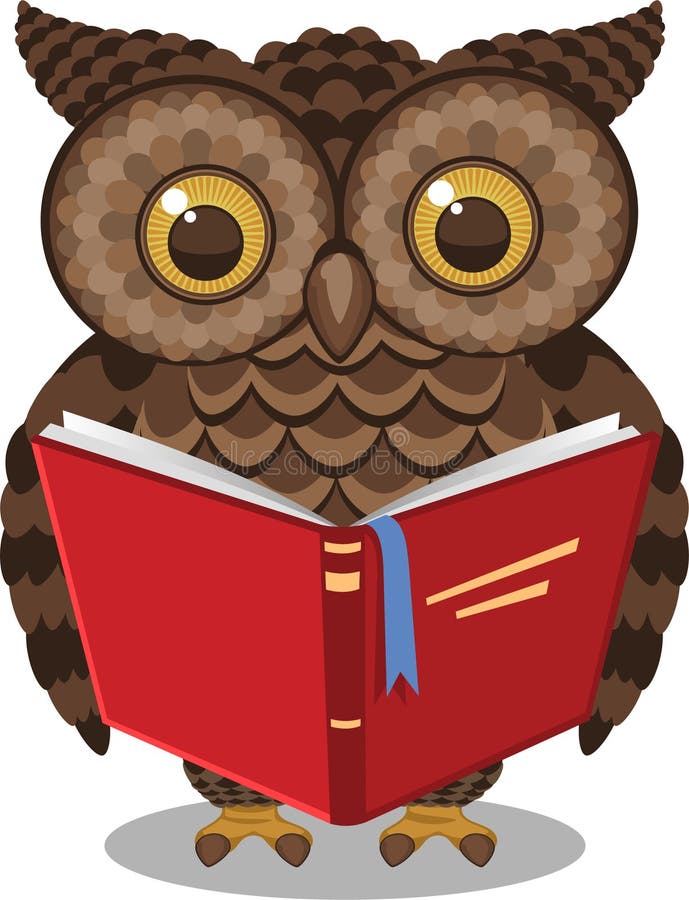 Owl reading book stock illustration. Illustration of powerful - 46721889