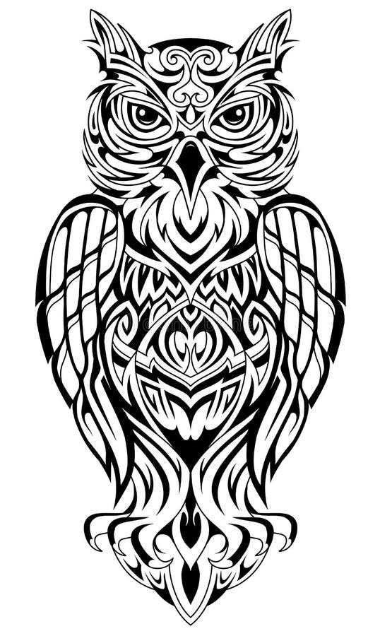 Premium Vector  Tribal owl head logo tattoo design stencil vector  illustration
