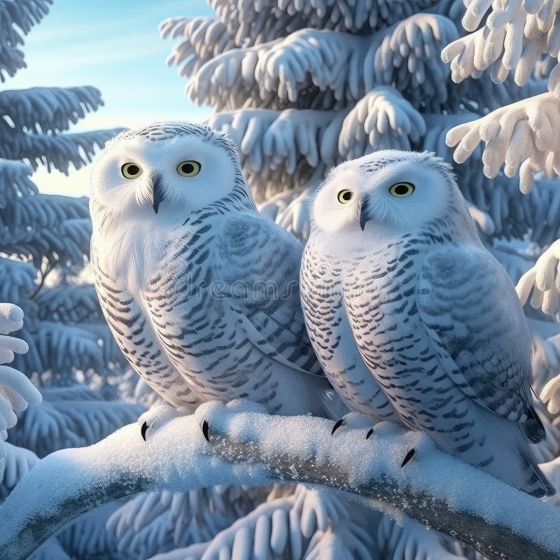 Owl in Snow, Attractive Winter Scene with Beautiful Owl, AI Generated ...