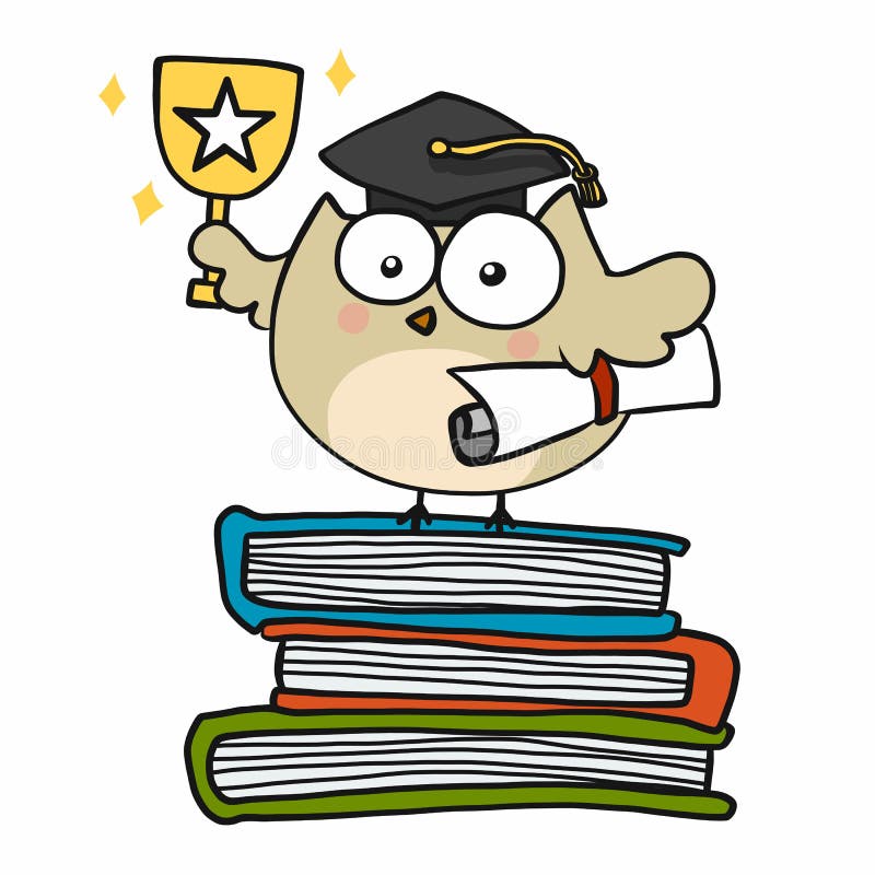 Owl Student Success Graduate Cartoon Stock Vector - Illustration of clever,  concept: 168708481