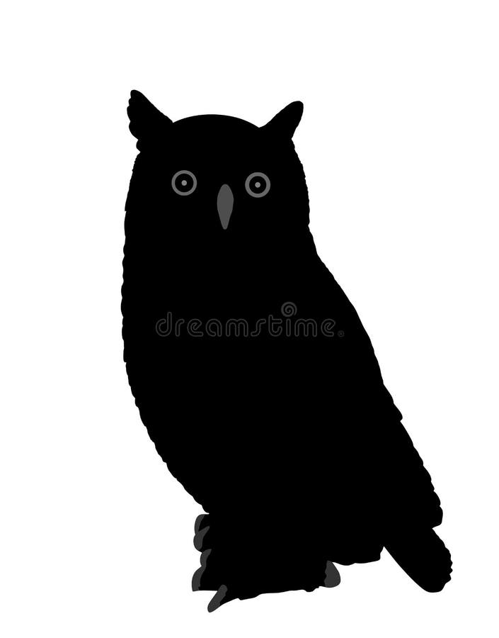 Owl Vector Silhouette Illustration Isolated on White Background. Stock ...