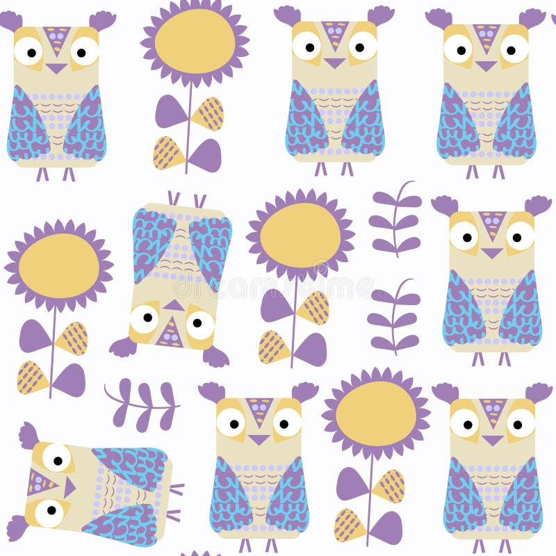 Owls abstract nature seamless pattern. It is located in swatch m royalty free illustration