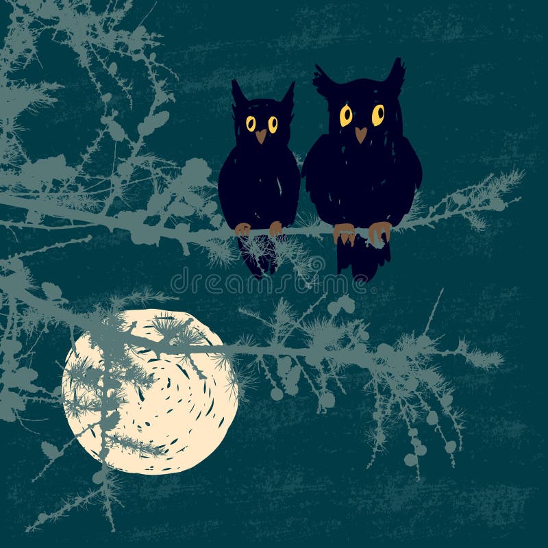 Owls in the moonlight night