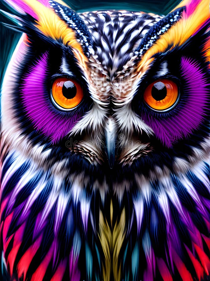 Afișaj artistic colorat al bufnițelor royalty free illustration