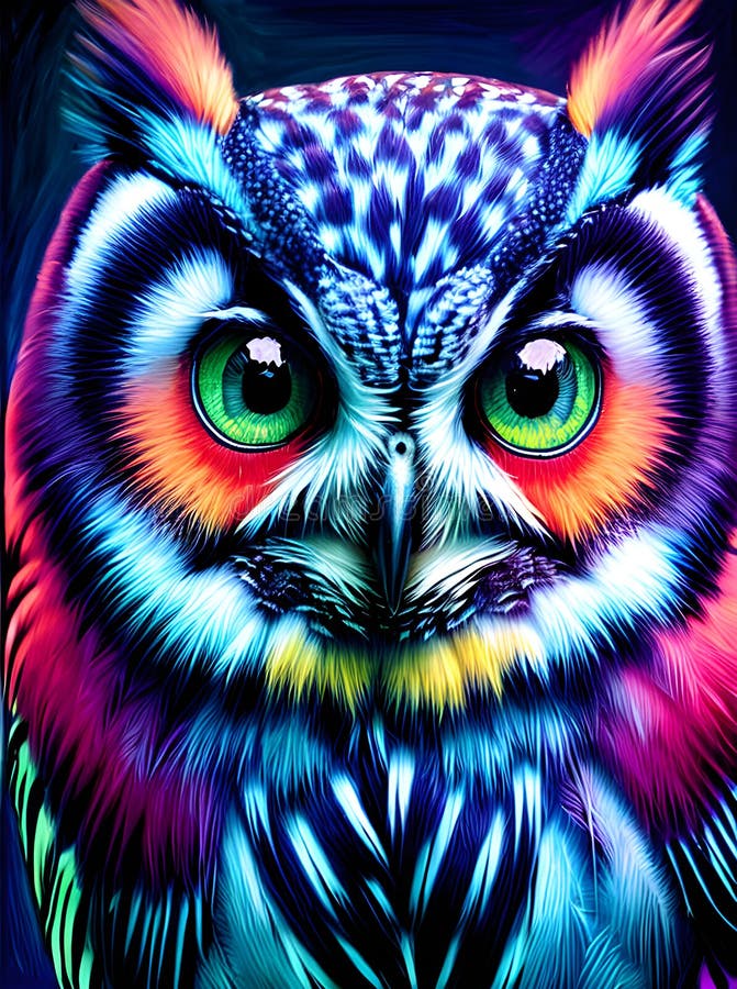 Afișaj artistic colorat al bufnițelor royalty free illustration