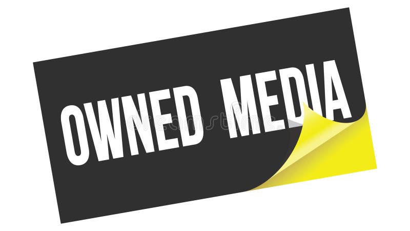 OWNED MEDIA text on black yellow sticker stamp royalty free illustration.