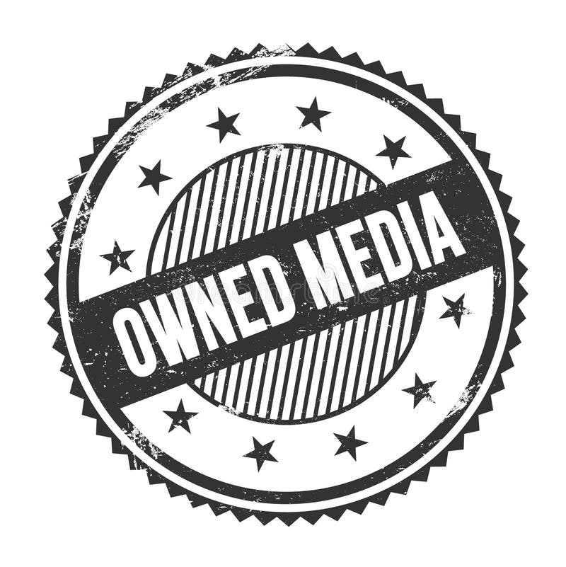 OWNED MEDIA text written on black grungy round stamp vector illustration