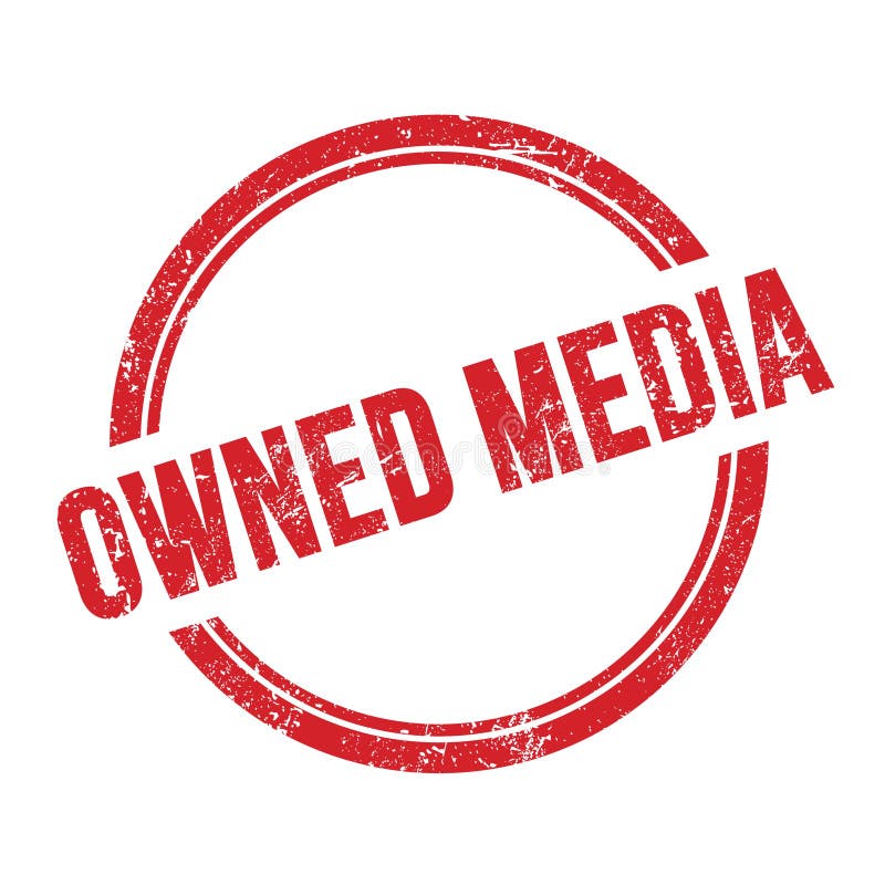 OWNED MEDIA text written on red grungy round stamp stock illustration