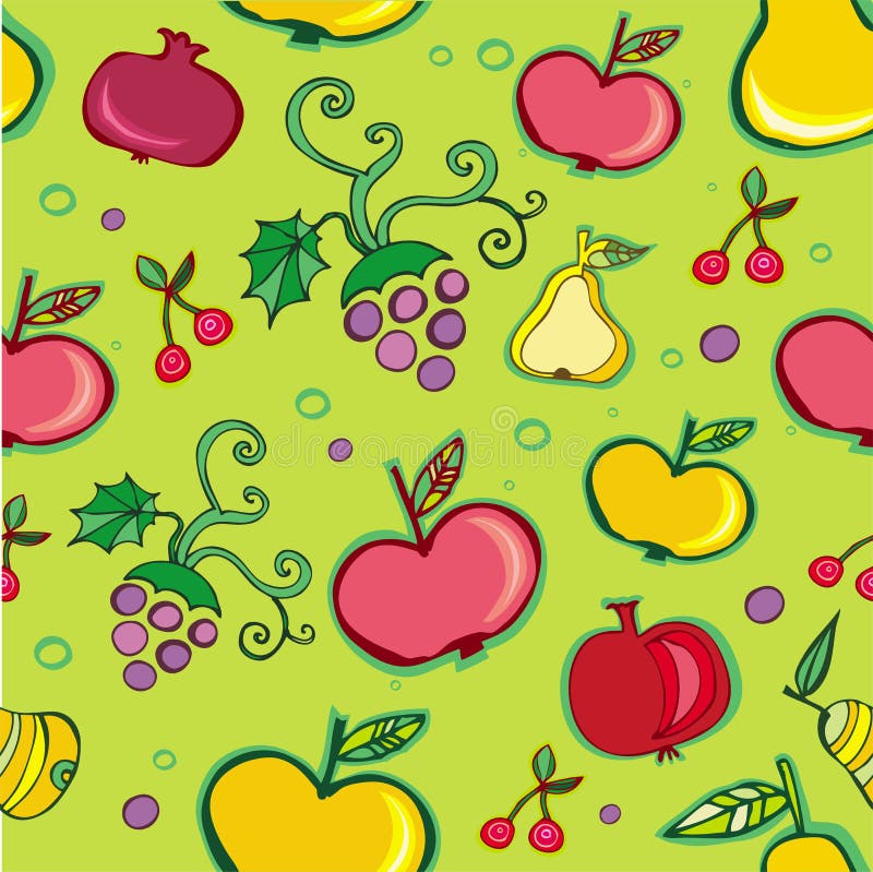 Vector seamless pattern of fruit. Drawn by hand. To see similar illustrations, please visit my gallery. Vector seamless pattern of fruit. Drawn by hand. To see similar illustrations, please visit my gallery