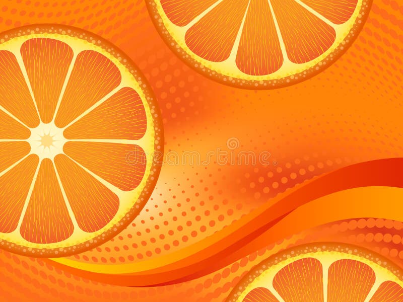 Template with orange fruit slices and colourful background. Template with orange fruit slices and colourful background