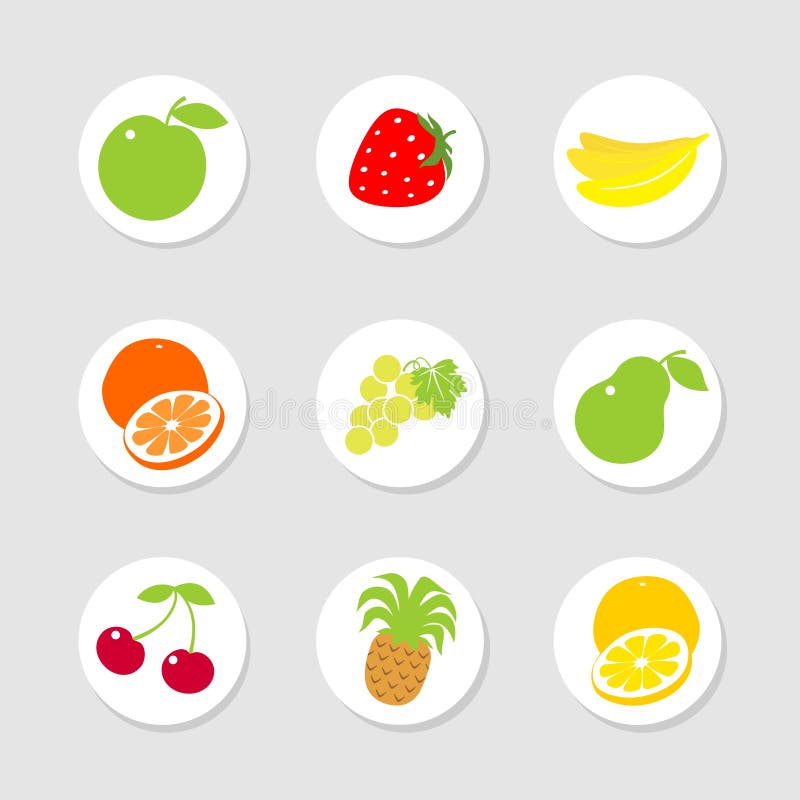 Set of stickers, labels with fruit and berries. Set of stickers, labels with fruit and berries