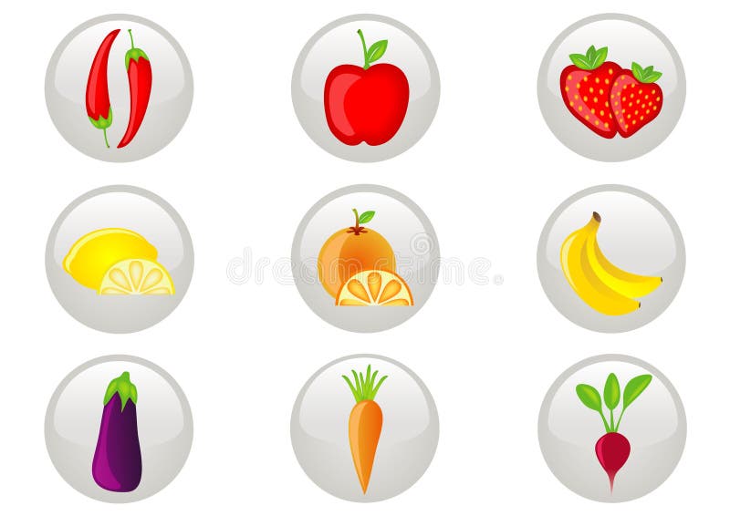 Fruit and vegetables icon set. Vector illustration. Fruit and vegetables icon set. Vector illustration.