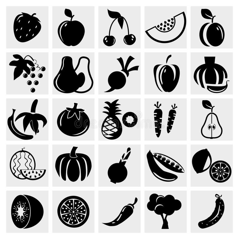 Fruit and Vegetables icon set. Vector EPS8. Fruit and Vegetables icon set. Vector EPS8