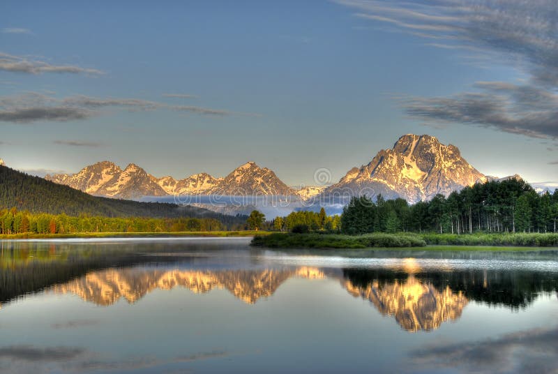 Oxbow Bend Sunrise stock image. Image of snake, teton - 13488505