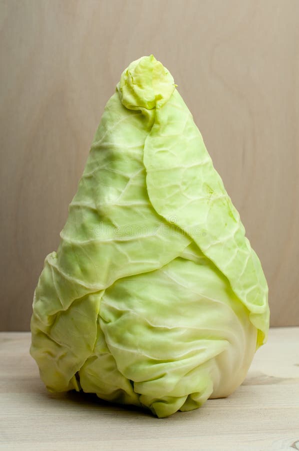 An Oxheart Cabbage on a Wooden Table Stock Image Image of diet