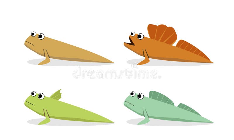 Oxudercinae; Mudskipper en el arte del vector, vista lateral stock de ilustración Oxudercinae; Mudskipper en el arte del vector, vista lateral stock de ilustración