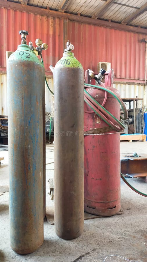 Oxygen and Acetylene Used for Carbide Welding Stock Image - Image of