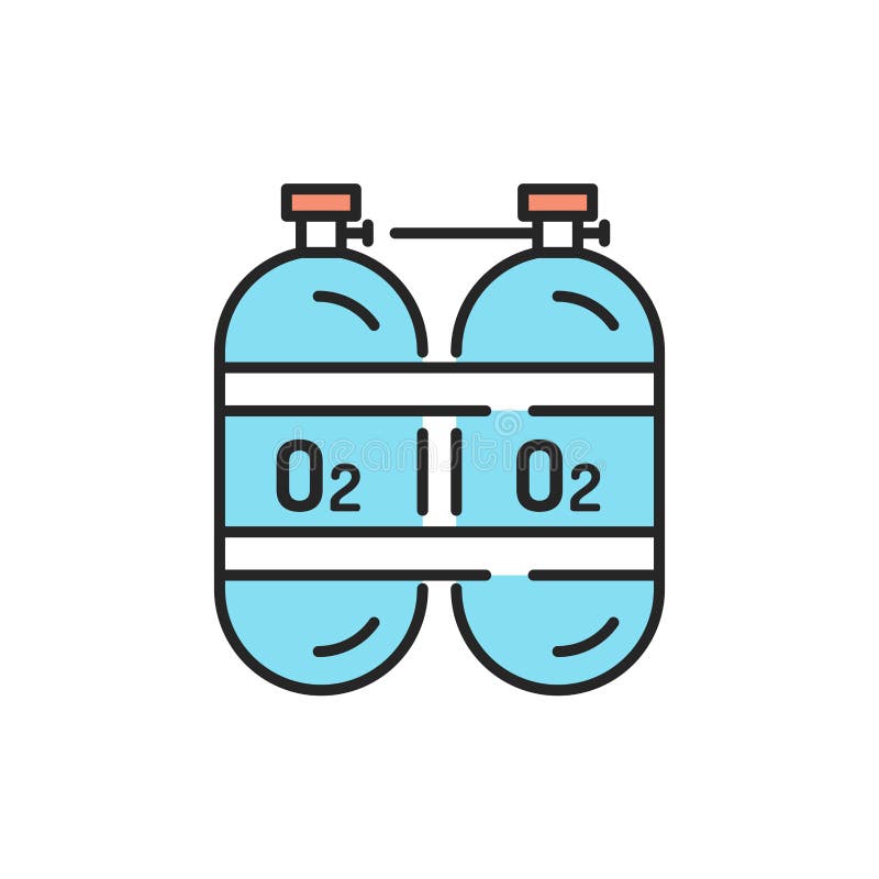 Oxygen cylinders color line icon. Editable stroke. vector illustration