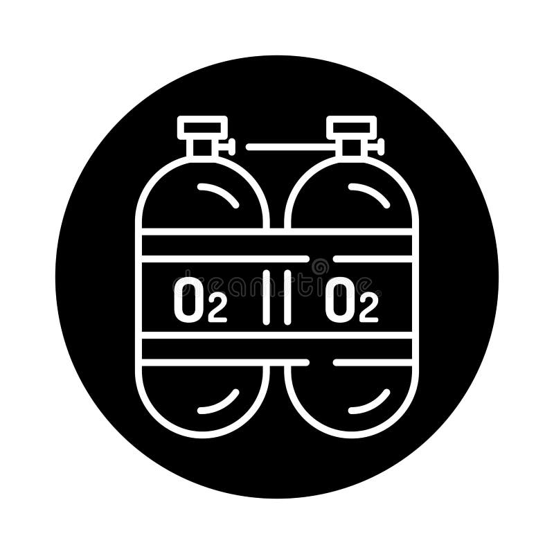 Oxygen cylinders color line icon. Editable stroke. stock illustration