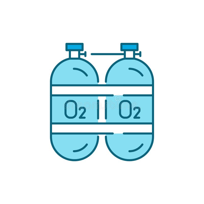Oxygen cylinders color line icon. Editable stroke. stock illustration