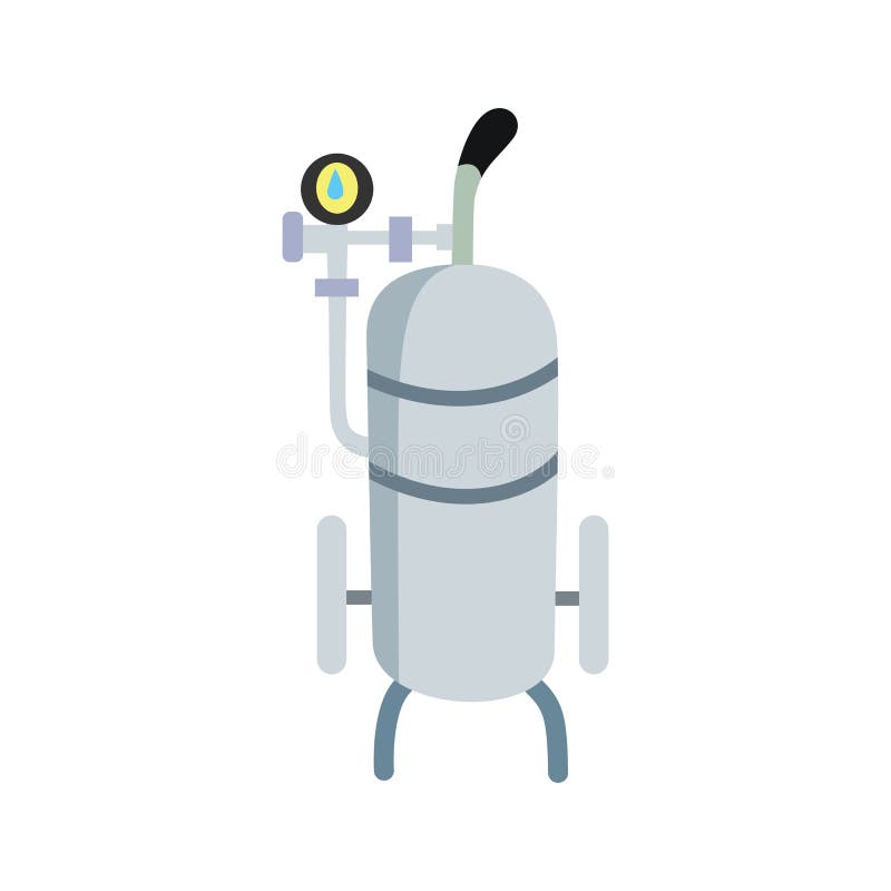 Oxygen gas cylinder. Gas tank with manometer. Storage of oxygen gas cylinders. Vector illustration isolated on a white background stock illustration