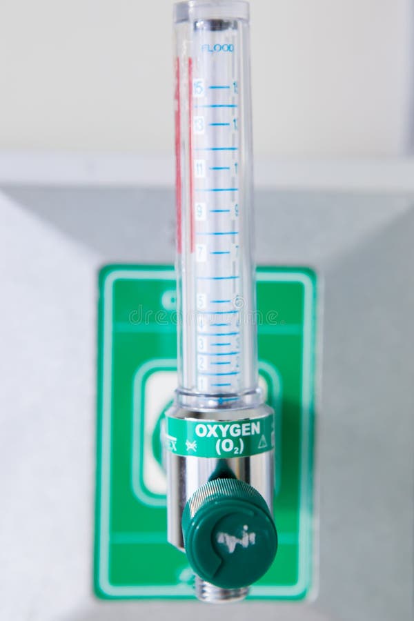 Oxygen Piping and Regulator with Flow Meter. Stock Image Image of